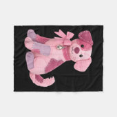 Patchwork-Hund Rosa Band Brustkrebsbewusstsein Fleecedecke (Vorderseite (Horizontal))