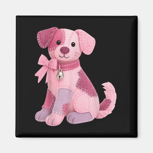Patchwork-Hund Rosa Band Brustkrebsbewusstsein Magnet (Vorne)