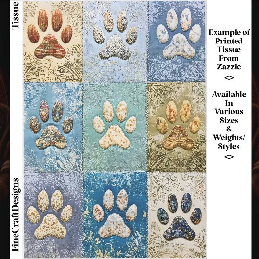 Patchwork Hund und Katzenpfotenabdrücke EN6 Decoup Seidenpapier