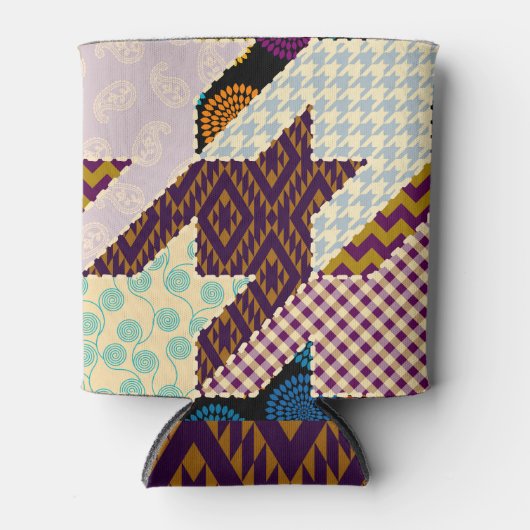 Patchwork Hunde Zahn: Vintag nahtloser Hintergrund Dosenkühler (Vorderseite)