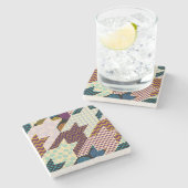 Patchwork Hunde Zahn: Vintag nahtloser Hintergrund Steinuntersetzer (Seitenansicht)