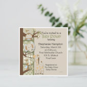 Patchwork in Grüntöne Babydusche Einladung (Stehend Vorderseite)