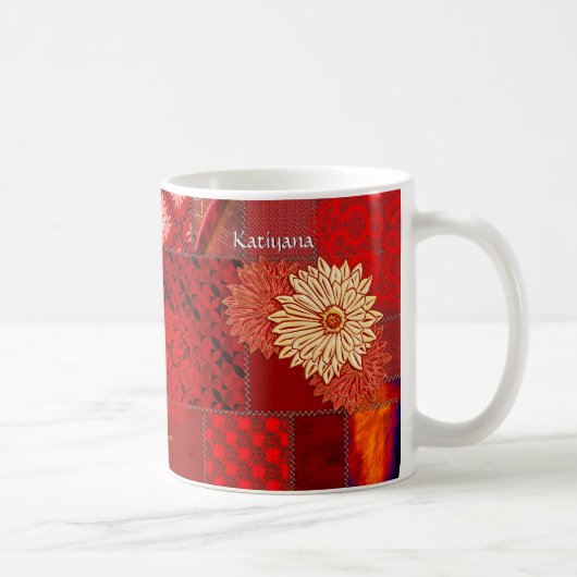 Patchwork in Red (Personalized Mug) Kaffeetasse (Rechts)