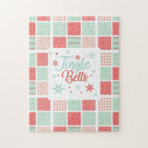 Patchwork Jingle Bells Red Green Pastor Weihnachte