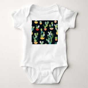 Patchwork-Kaktus-Pflanze Nahtloses Muster Baby Strampler