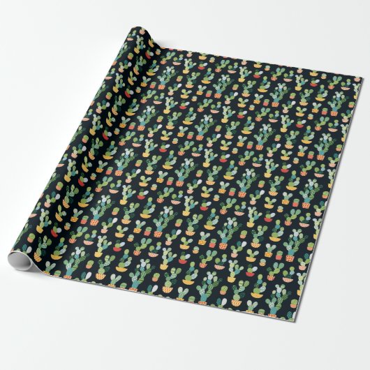 Patchwork-Kaktus-Pflanze Nahtloses Muster Geschenkpapier (Ungerollt)