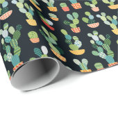 Patchwork-Kaktus-Pflanze Nahtloses Muster Geschenkpapier (Rolleneckpunkt)