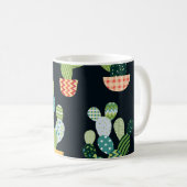 Patchwork-Kaktus-Pflanze Nahtloses Muster Kaffeetasse (VorderseiteRechts)