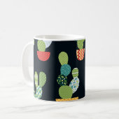 Patchwork-Kaktus-Pflanze Nahtloses Muster Kaffeetasse (Vorderseite Links)