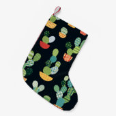 Patchwork-Kaktus-Pflanze Nahtloses Muster Kleiner Weihnachtsstrumpf (Vorderansicht (hängend))