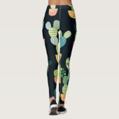 Patchwork-Kaktus-Pflanze Nahtloses Muster Leggings (Rückseite)