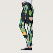Patchwork-Kaktus-Pflanze Nahtloses Muster Leggings (Links)