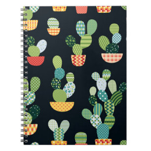 Patchwork-Kaktus-Pflanze Nahtloses Muster Notizblock