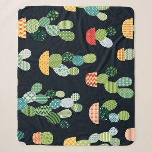 Patchwork-Kaktus-Pflanze Nahtloses Muster Sherpadecke
