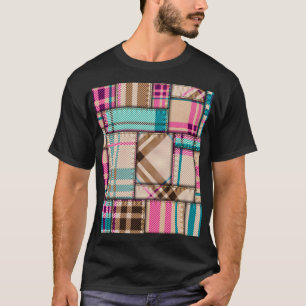 Patchwork-Kariert, nahtloser Hintergrund im Vintag T-Shirt