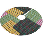 Patchwork Karierter Holiday Tree-Rock Polyester Weihnachtsbaumdecke (Schrägansicht)