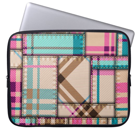 Patchwork-Karomuster, nahtloser Hintergrund im Vin Laptopschutzhülle (Vorderseite)