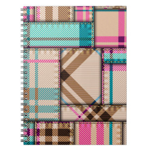 Patchwork-Karomuster, nahtloser Hintergrund im Vin Notizblock