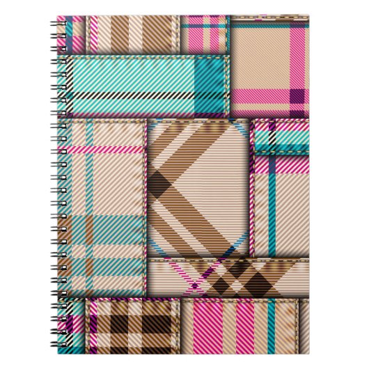 Patchwork-Karomuster, nahtloser Hintergrund im Vin Notizblock (Vorderseite)