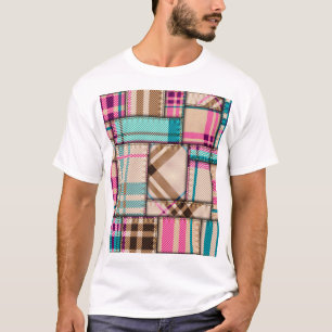 Patchwork-Karomuster, nahtloser Hintergrund im Vin T-Shirt