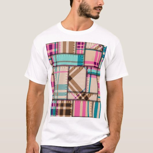 Patchwork-Karomuster, nahtloser Hintergrund im Vin T-Shirt (Vorderseite)
