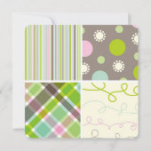 Patchwork Karos Baby Girl Birth Announccard Ankündigung (Rückseite)