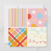 Patchwork Karos Baby Girl Birth Announccard Ankündigung (Rückseite)