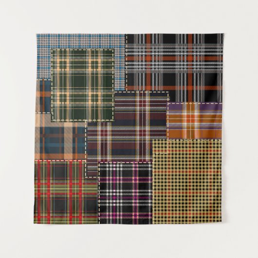 Patchwork-Karos, Tartan-Oberflächendesign. Wandteppich (Vorderseite)