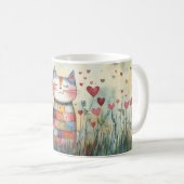 Patchwork Katze Valentine Kaffeetasse (VorderseiteRechts)
