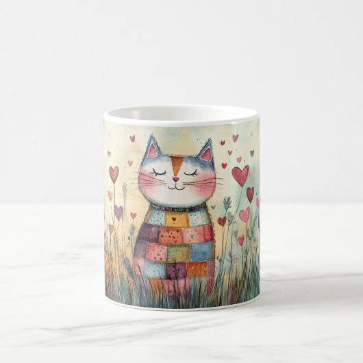 Patchwork Katze Valentine Kaffeetasse (Mittel)