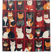 Patchwork-Katzen AI Art Duschvorhang (Vorderseite)