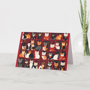 Patchwork Katzen AI Art Grußkarte Karte