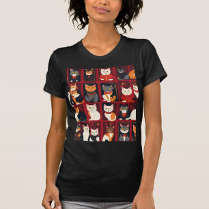 Patchwork Katzen AI Art T - Shirt