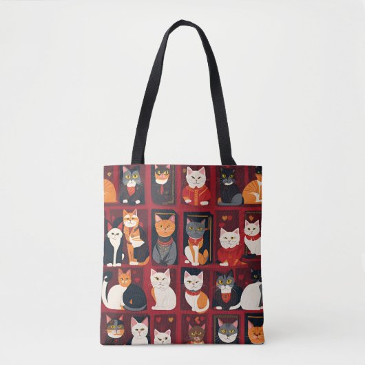 Patchwork-Katzen Ai-Kunst-Tragetasche Tasche (Vorderseite)