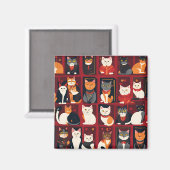 Patchwork-Katzen AI-Kunstmagnet Magnet (Vorderseite/Rückseite)