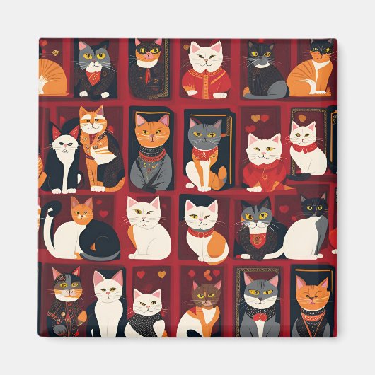 Patchwork-Katzen AI-Kunstmagnet Magnet (Vorne)