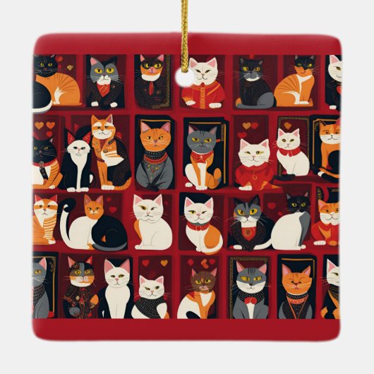 Patchwork Katzen Keramik KI Kunstschmuck Keramikornament (Rückseite)