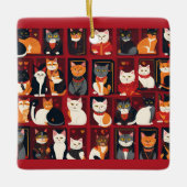Patchwork Katzen Keramik KI Kunstschmuck Keramikornament (Vorderseite)