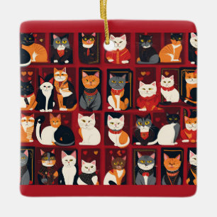 Patchwork Katzen Keramik KI Kunstschmuck Keramikornament