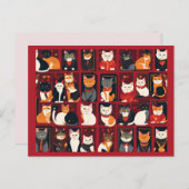 Patchwork Katzen KI Kunst Postkarte (Vorne/Hinten)