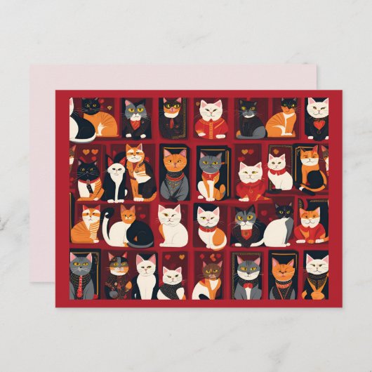 Patchwork Katzen KI Kunst Postkarte (Vorne/Hinten)