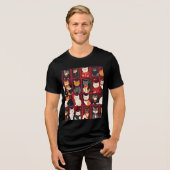 Patchwork-Katzen KI-Kunst T-Shirt Tri-Blend Shirt (Vorderseite voll)