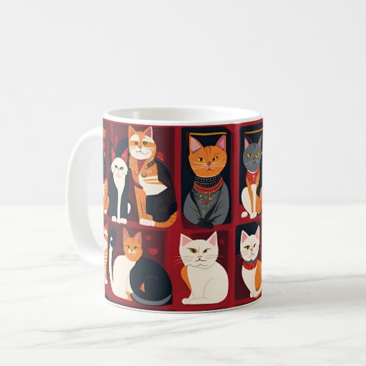 Patchwork Katzen KI Kunst Tasse Kaffee (Vorderseite Links)