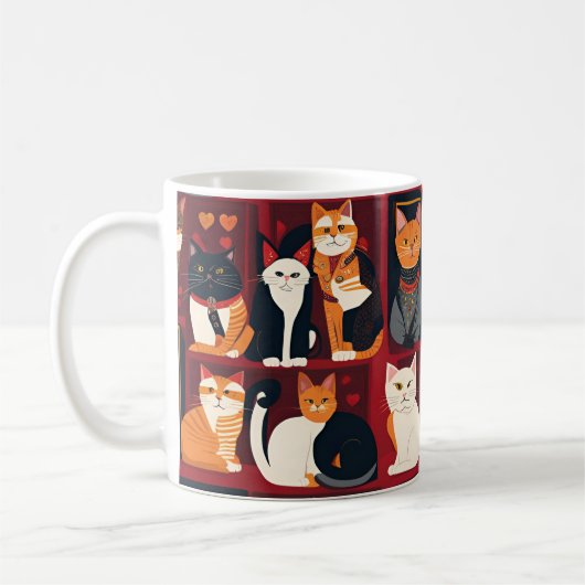 Patchwork Katzen KI Kunst Tasse Kaffee (Links)