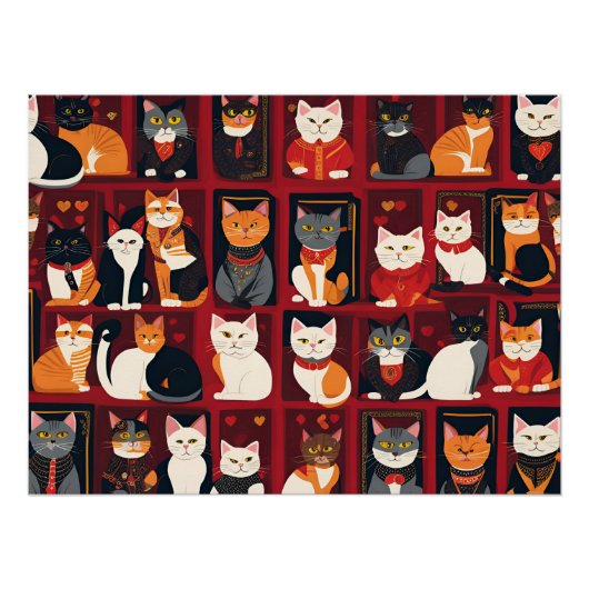 Patchwork-Katzen KI-Kunstposter Poster (Vorderseite)