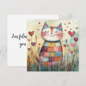 Patchwork-Katzen-Valentinstag Feiertagskarte (Vorne/Hinten)