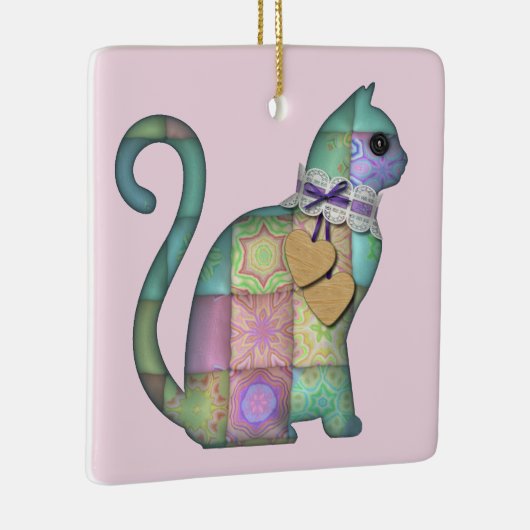 Patchwork-Katzenschmuck Keramikornament (Rechts)