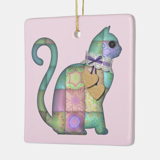 Patchwork-Katzenschmuck Keramikornament (Links)