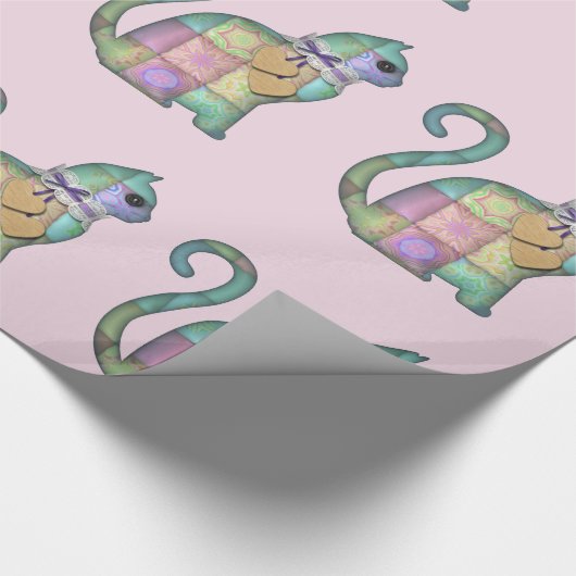 Patchwork-Katzenverpackungspapier Geschenkpapier (Ecke)