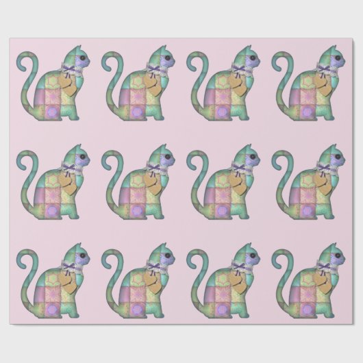 Patchwork-Katzenverpackungspapier Geschenkpapier (Flach)